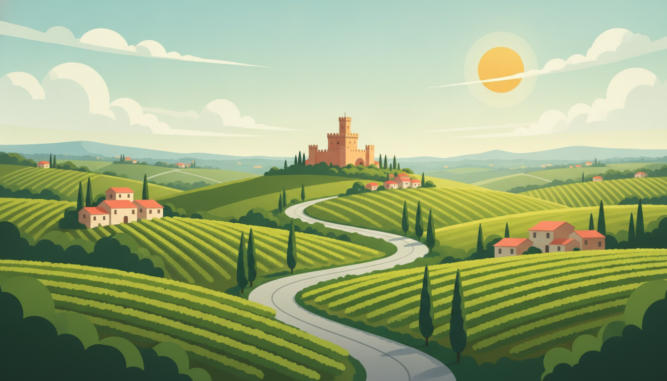 Illustration of Chianti wine road Day Trip from Florence