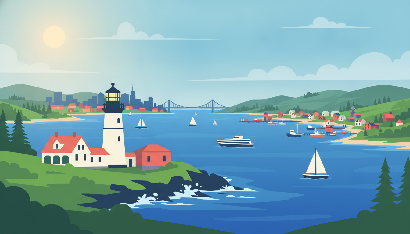 Illustration of Portland & midcoast Maine Weekend Trip from Boston